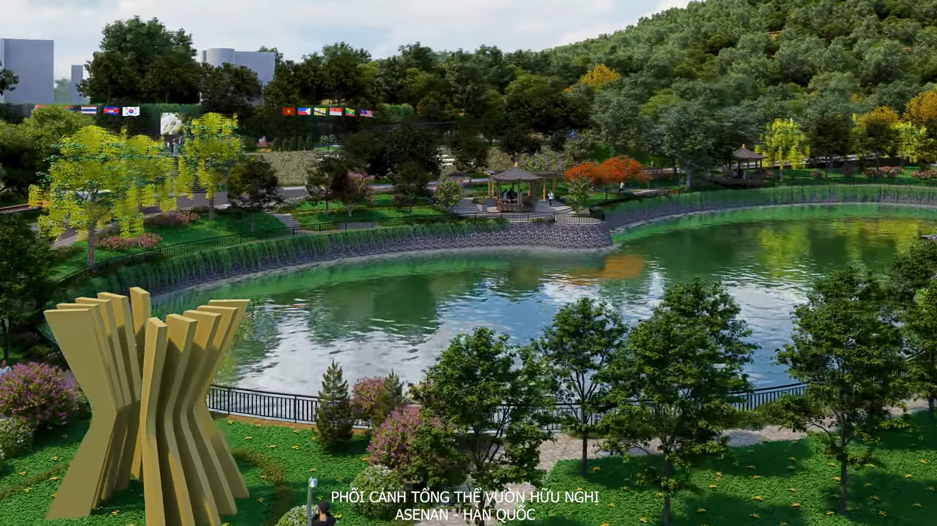 Phối cảnh tổng thể: Vườn hữu nghị ASEAN - Hàn Quốc VNUF